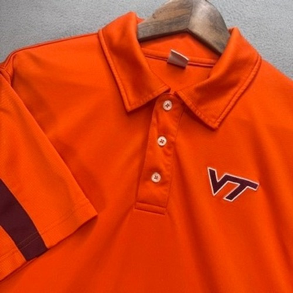 Virginia Tech‎ Hokies Performance Polo Shirt Regular XL Orange Embroidered NCAA